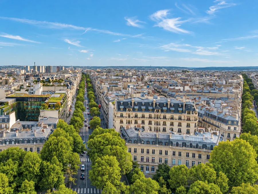 Les immeubles haussmanniens et les avenues arborées de Paris