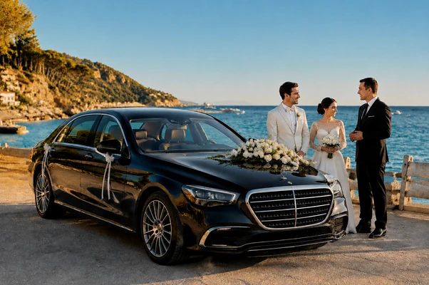Wedding chauffeur service with Mercedes-Benz on the French Riviera